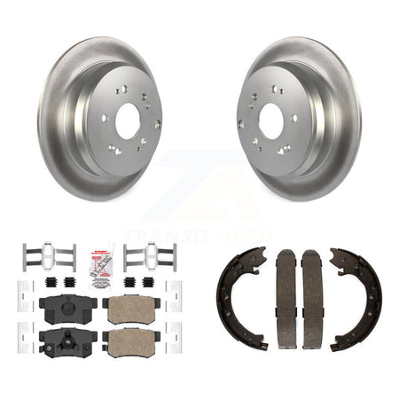 Rear Disc Coated Rotors Ceramic Pads And Parking Brake Shoes Kit For 2005-2006 Honda CR-V KGA-106780