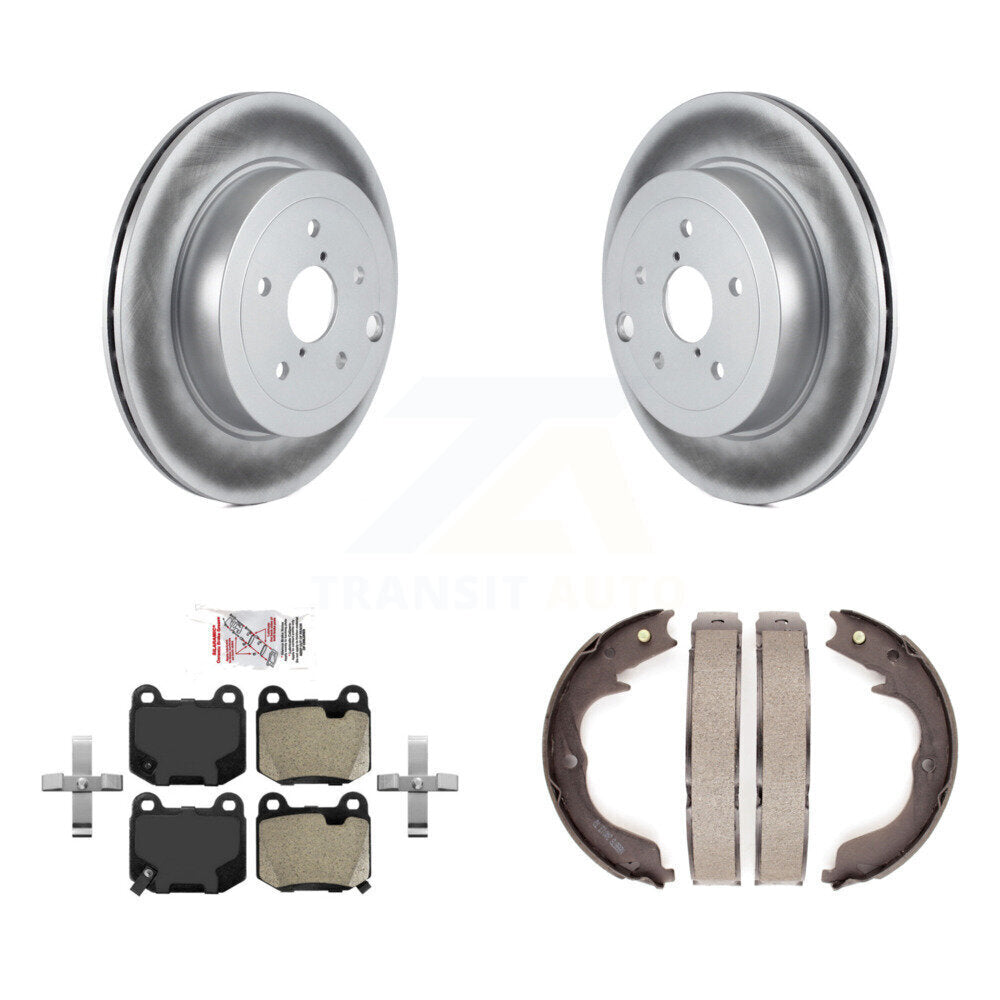 Rear Disc Coated Rotors Semi-Metallic Pads And Parking Brake Shoes Kit For Subaru Impreza KGA-106783