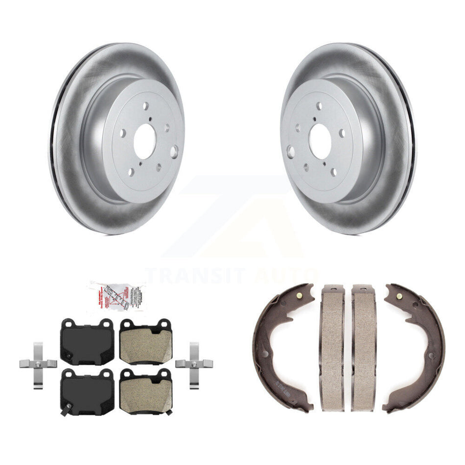 Rear Disc Coated Rotors Semi-Metallic Pads And Parking Brake Shoes Kit For Subaru Impreza KGA-106783
