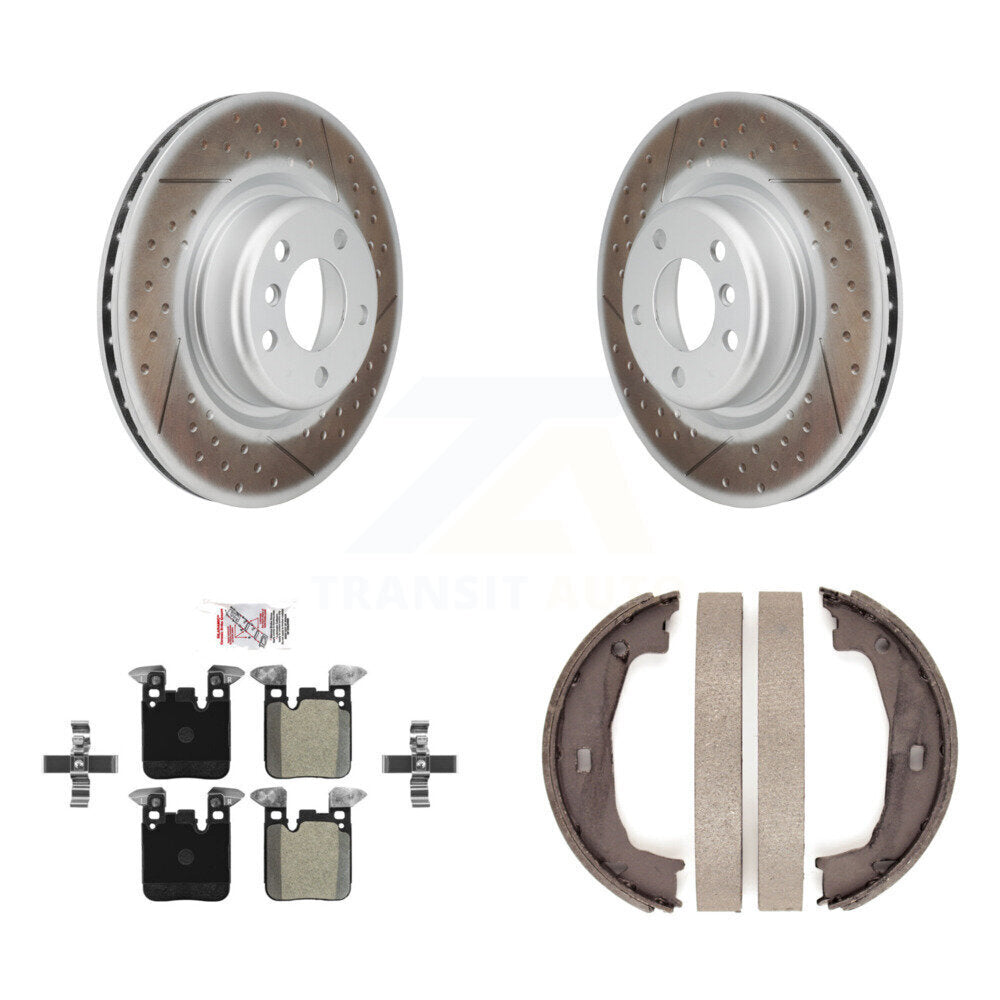 Rear Disc Coated Rotors Semi-Metallic Pads And Parking Shoes Kit For BMW 230i xDrive 228i KGA-106787