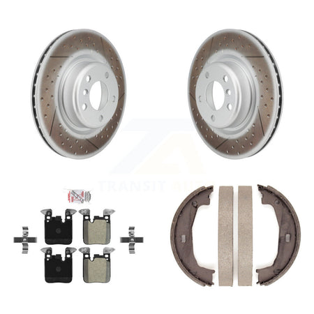 Rear Disc Coated Rotors Semi-Metallic Pads And Parking Shoes Kit For BMW 230i xDrive 228i KGA-106787