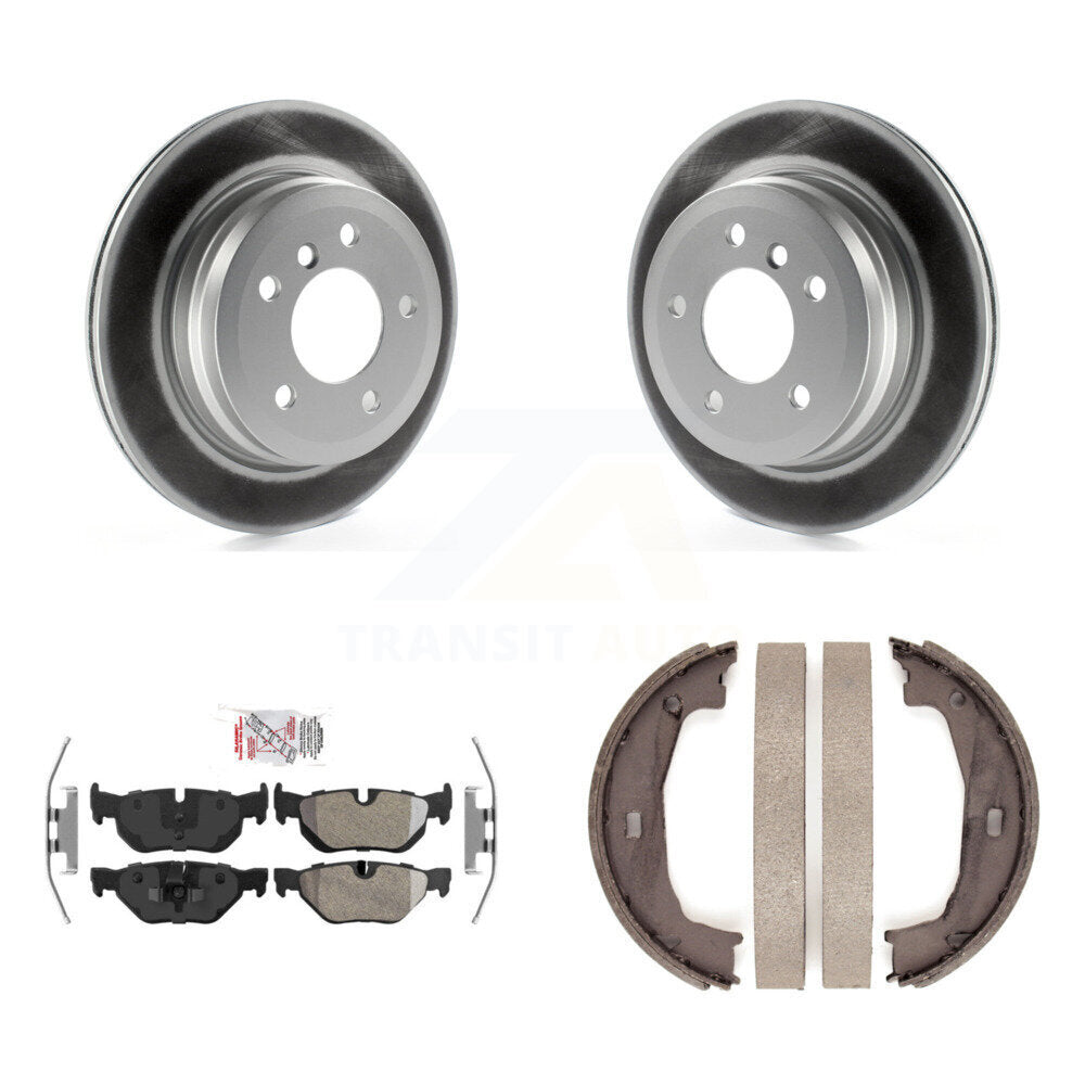 Rear Disc Coated Rotors Semi-Metallic Pads Parking Shoes Kit For BMW 328i Wagon with 3.0L KGA-106788