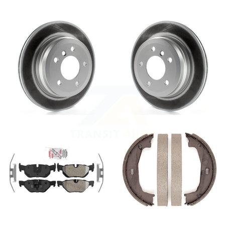 Rear Disc Coated Rotors Semi-Metallic Pads Parking Shoes Kit For BMW 328i Wagon with 3.0L KGA-106788