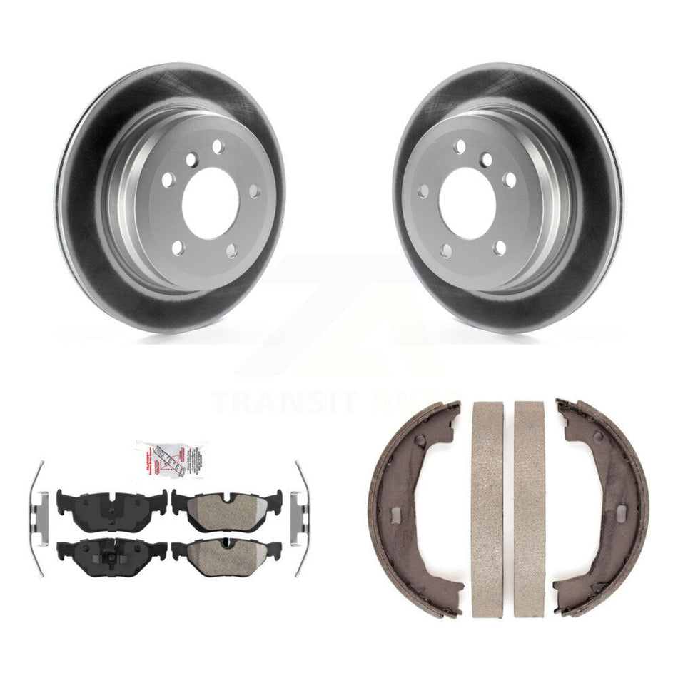 Rear Disc Coated Rotors Semi-Metallic Pads Parking Shoes Kit For BMW 328i Wagon with 3.0L KGA-106788