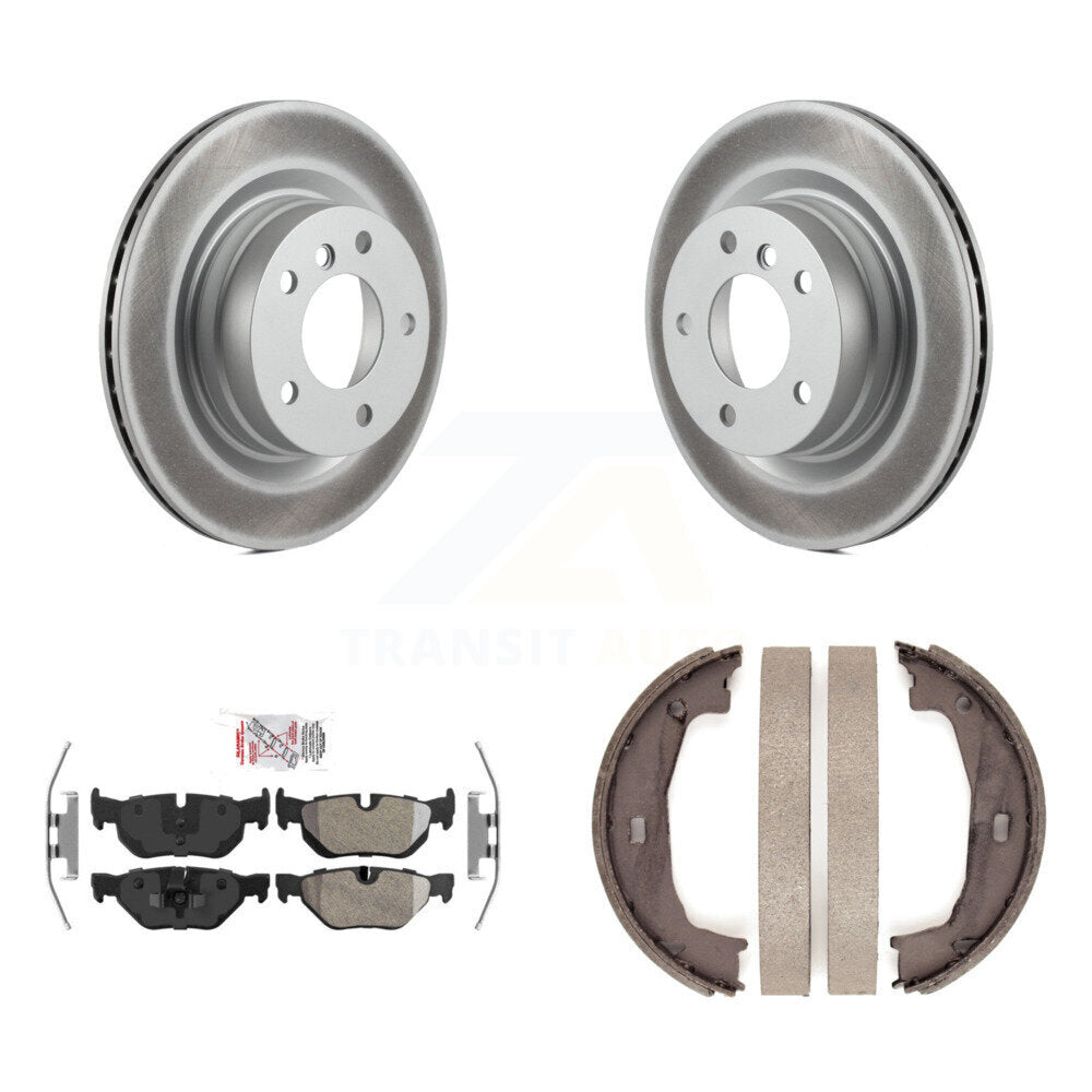 Rear Disc Coated Rotors Semi-Metallic Pads Parking Brake Shoes Kit For BMW 323i 328i 325i KGA-106789