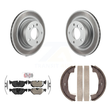 Rear Disc Coated Rotors Semi-Metallic Pads Parking Brake Shoes Kit For BMW 323i 328i 325i KGA-106789