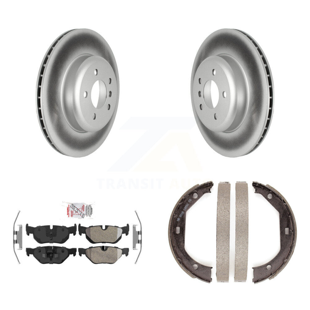 Rear Disc Coated Rotors Semi-Metallic Pads & Parking Brake Shoes Kit For BMW 328i xDrive KGA-106792