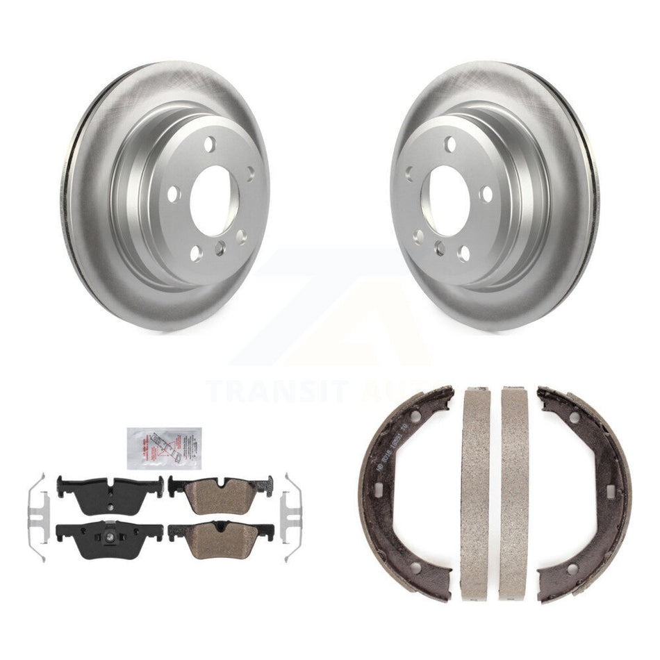 Rear Disc Coated Rotors Semi-Metallic Pads Parking Shoes Kit For BMW 328i xDrive 330i GT KGA-106794