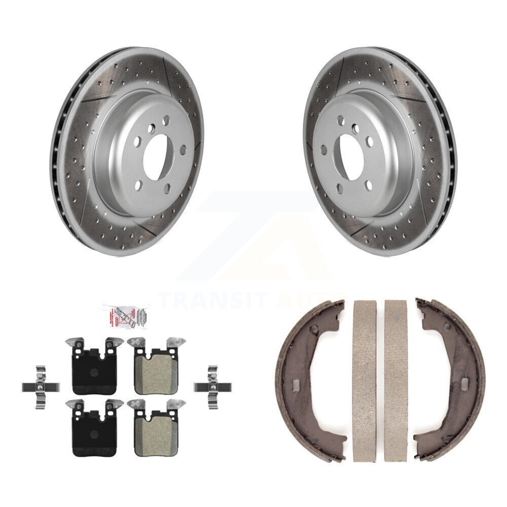 Rear Disc Coated Rotors Semi-Metallic Pads And Parking Shoes Kit For BMW 428i xDrive 328i KGA-106796