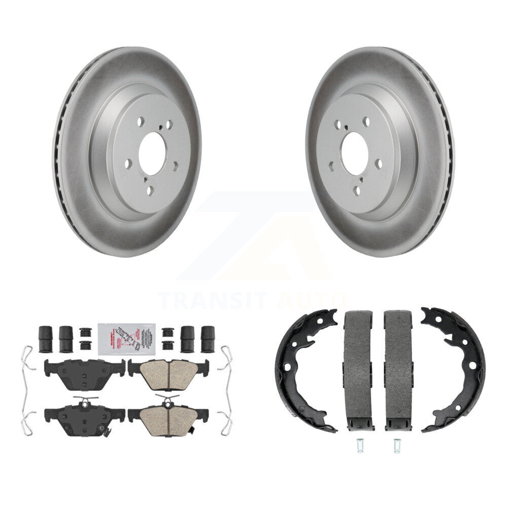 Rear Disc Coated Rotors Ceramic Pads And Parking Brake Shoes Kit For Subaru Crosstrek KGA-106806