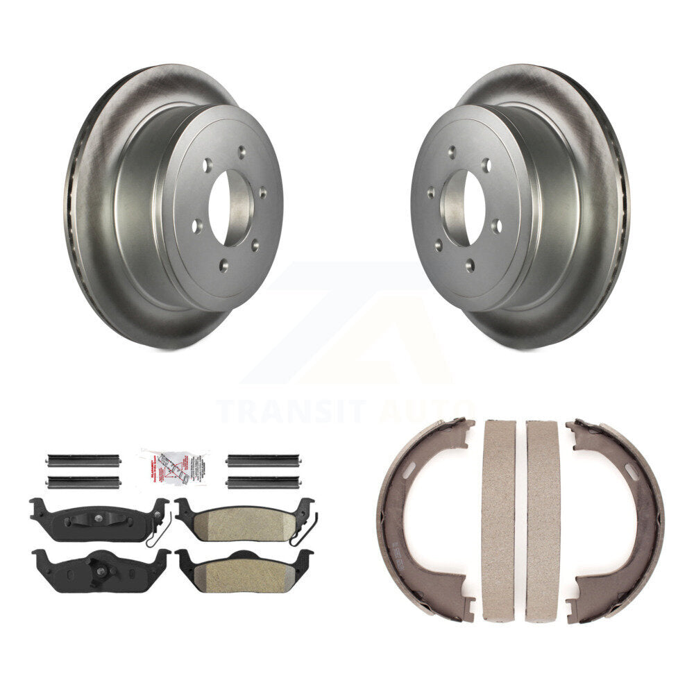 Rear Disc Coated Rotors Semi-Metallic Pads Parking Shoes Kit For Ford F-150 Lincoln Mark KGA-106808