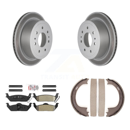 Rear Disc Coated Rotors Semi-Metallic Pads Parking Shoes Kit For Ford F-150 Lincoln Mark KGA-106809