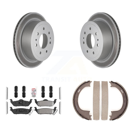 Rear Disc Coated Rotors Semi-Metallic Pads Parking Shoes Kit For Ford F-150 Lincoln Mark KGA-106812