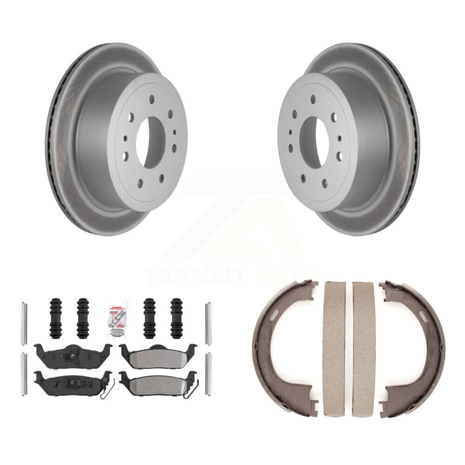 Rear Disc Coated Rotors Semi-Metallic Pads Parking Shoes Kit For Ford F-150 Lincoln Mark KGA-106812