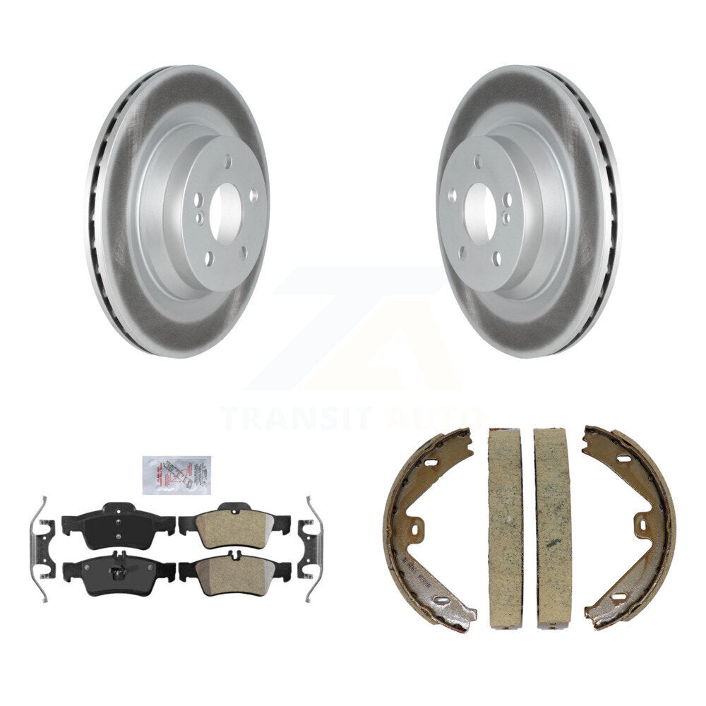 Rear Disc Coated Rotors Semi-Metallic Pads Parking Brake Shoes Kit For Mercedes-Benz E550 KGA-106817