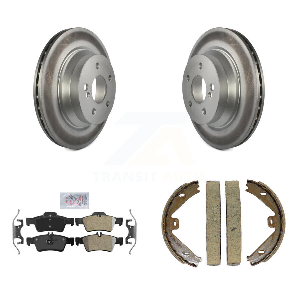 Rear Disc Coated Rotors Semi-Metallic Pads Parking Shoes Kit For Mercedes-Benz E350 E400 KGA-106818