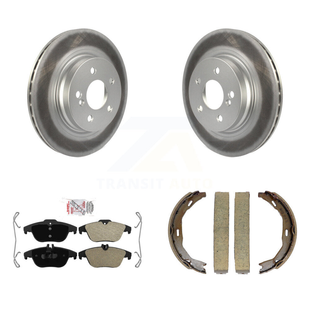 Rear Disc Coated Rotors Semi-Metallic Pads Parking Shoes Kit For Mercedes-Benz C300 C350 KGA-106819