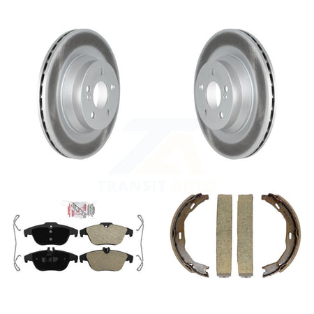 Rear Disc Coated Rotors Semi-Metallic Pads Parking Brake Shoes Kit For Mercedes-Benz E550 KGA-106821