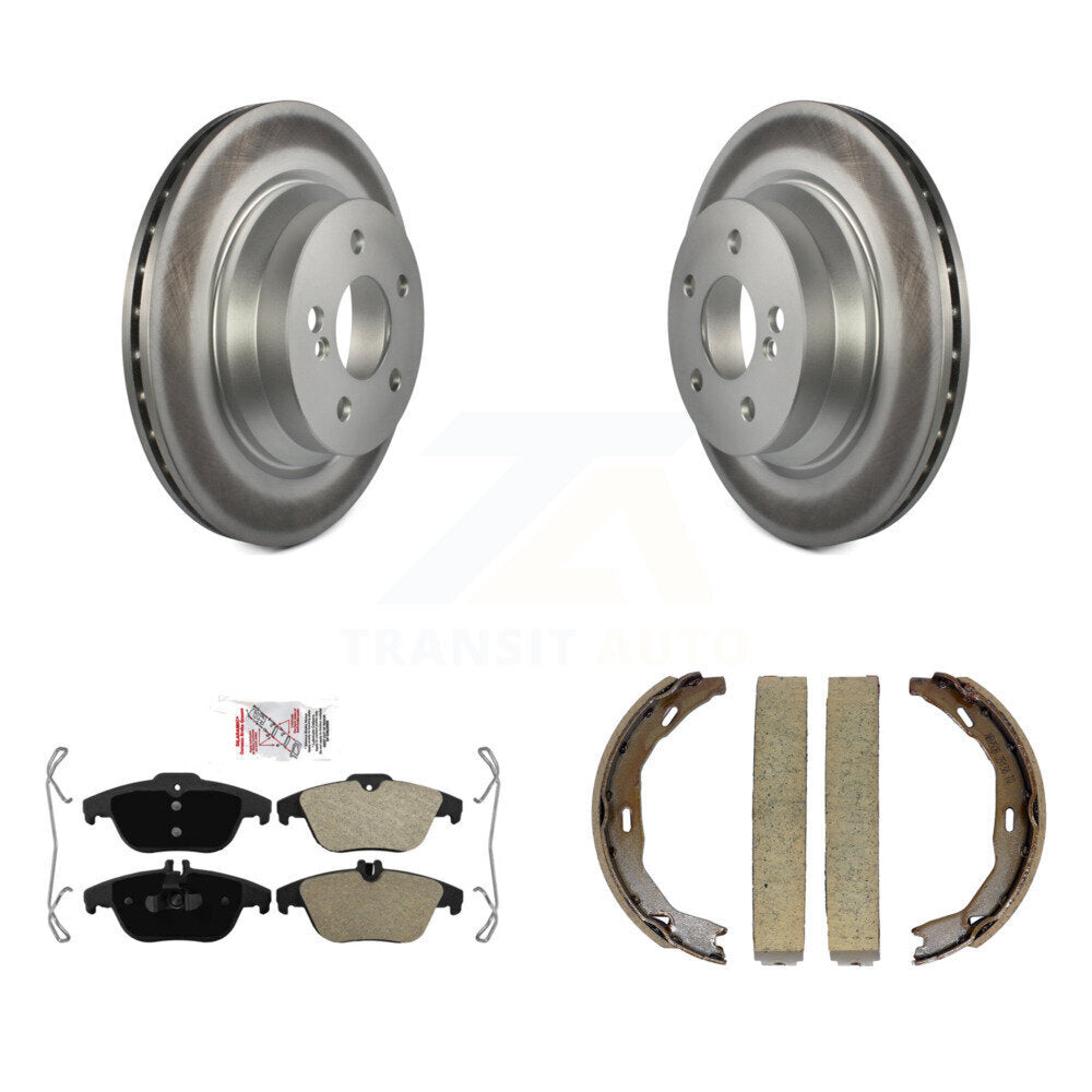 Rear Disc Coated Rotors Semi-Metallic Pads Parking Shoes Kit For Mercedes-Benz E350 E400 KGA-106822