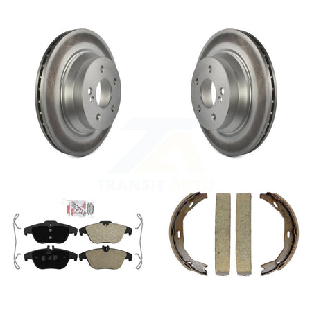 Rear Disc Coated Rotors Semi-Metallic Pads Parking Shoes Kit For Mercedes-Benz E350 E400 KGA-106822