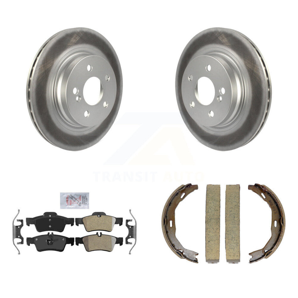 Rear Disc Coated Rotors Semi-Metallic Pads Parking Brake Shoes Kit For Mercedes-Benz E550 KGA-106823