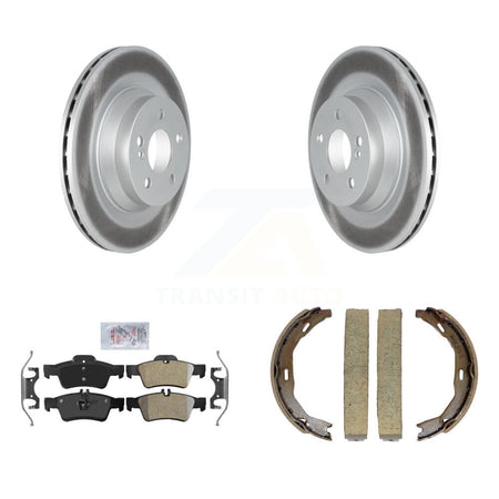 Rear Disc Coated Rotors Semi-Metallic Pads Parking Brake Shoes Kit For Mercedes-Benz E550 KGA-106824