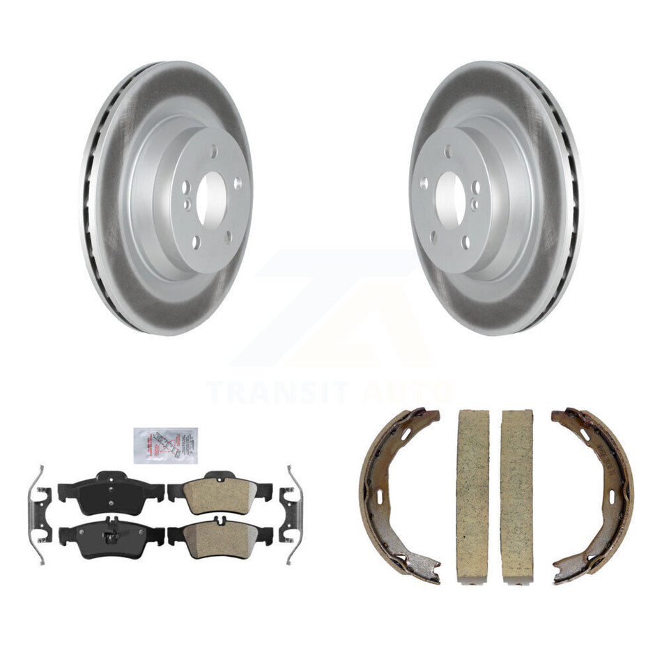 Rear Disc Coated Rotors Semi-Metallic Pads Parking Brake Shoes Kit For Mercedes-Benz E550 KGA-106824