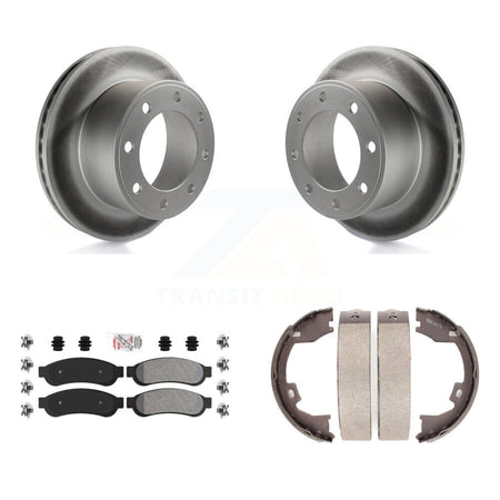 Rear Disc Coated Rotors Semi-Metallic Pads & Parking Shoes Kit For Ford F-250 Super Duty KGA-106828