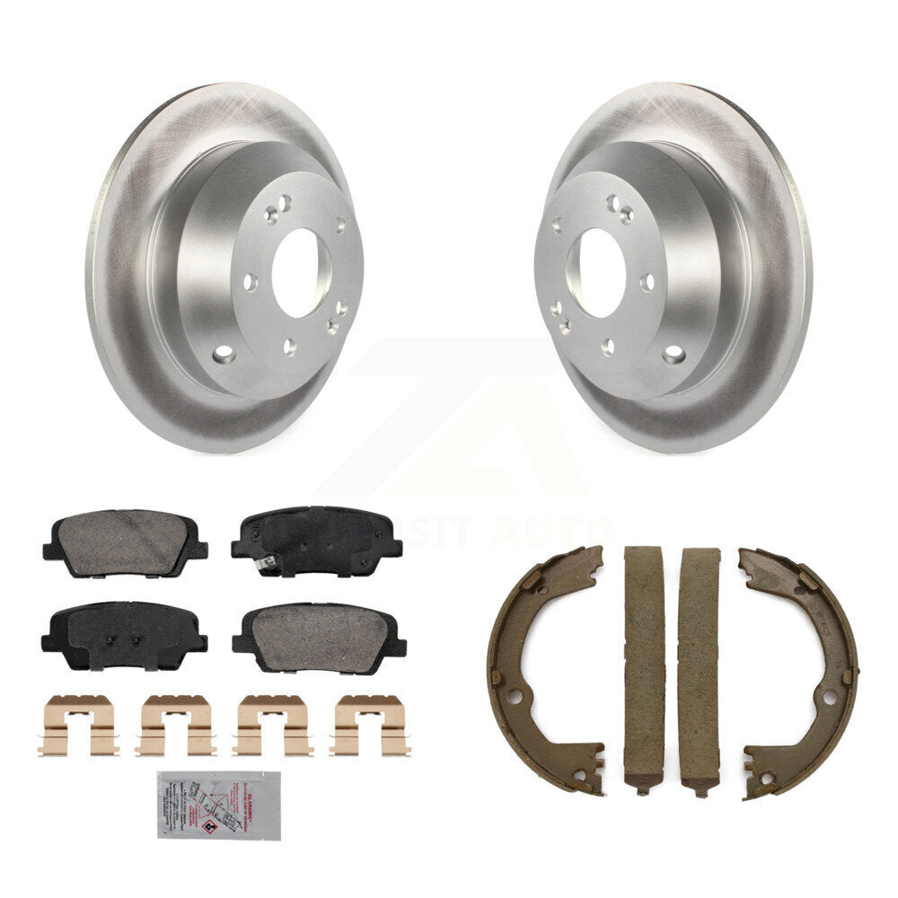 Rear Disc Coated Rotors Ceramic Pads Parking Shoes Kit For Hyundai Santa Fe Sport Kia XL KGA-106832