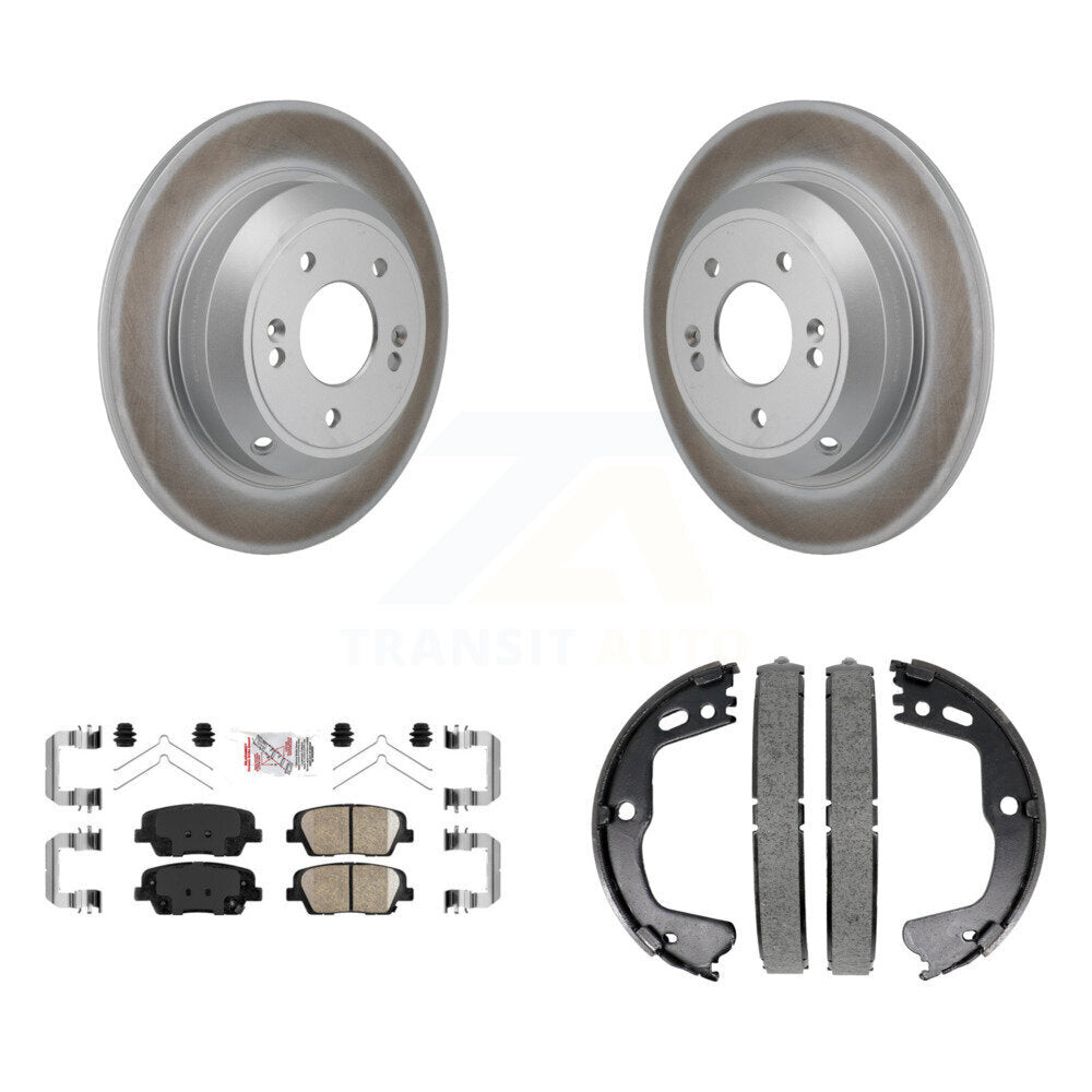 Rear Disc Coated Rotors Ceramic Pads Parking Brake Shoes Kit For Kia Stinger Genesis G70 KGA-106834