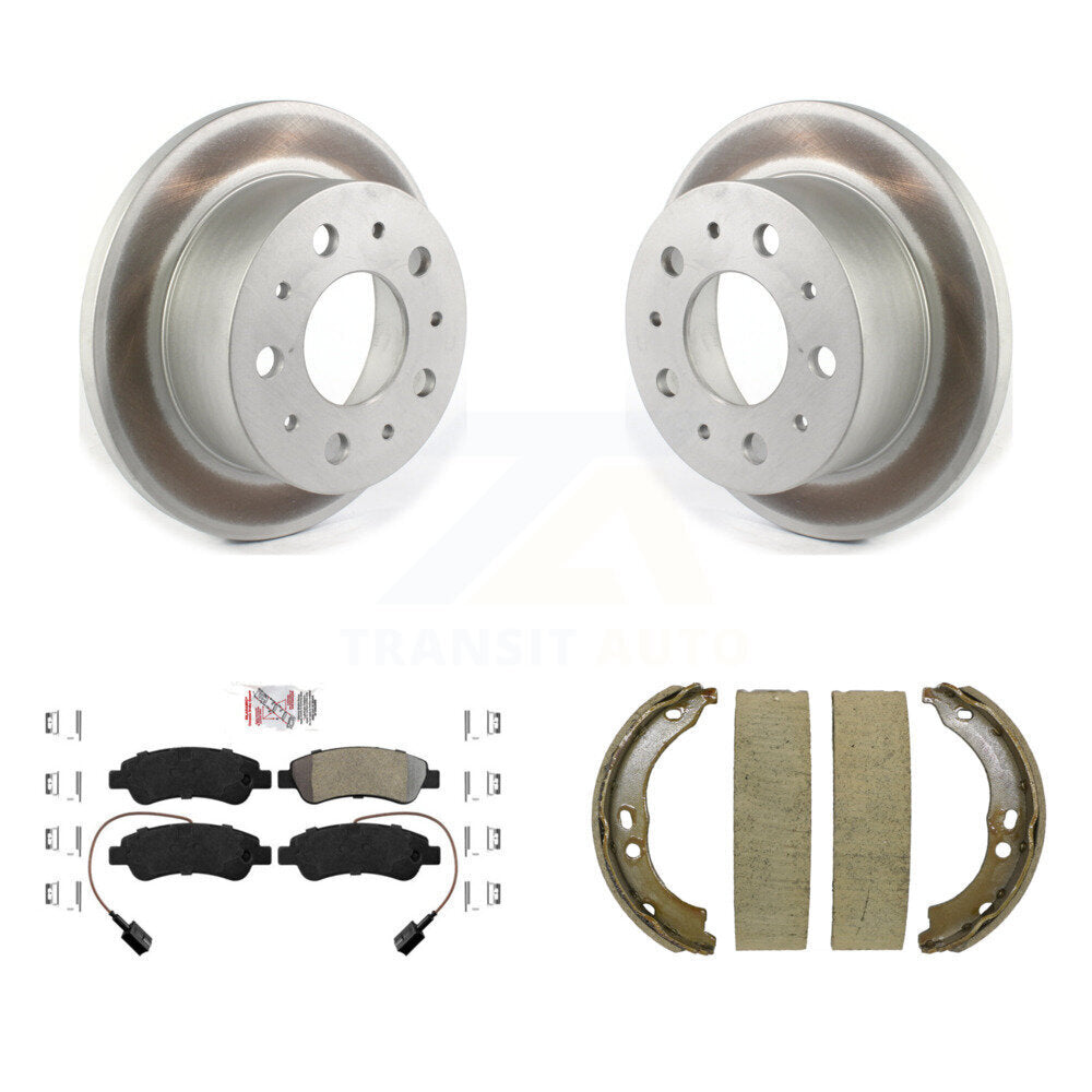 Rear Disc Coated Rotors Semi-Metallic Pads Parking Shoes Kit For Ram ProMaster 2500 3500 KGA-106839