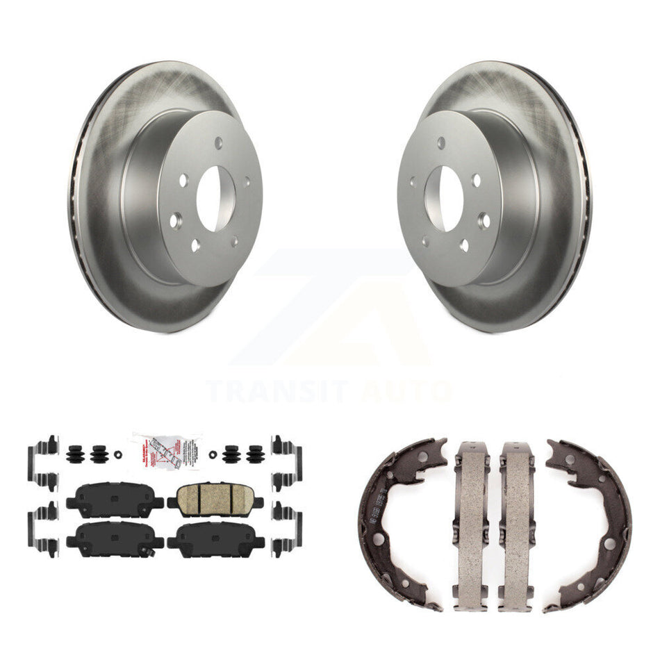 Rear Disc Coated Rotors Ceramic Pads Parking Shoes Kit For Nissan Rogue LEAF Juke Select KGA-106846