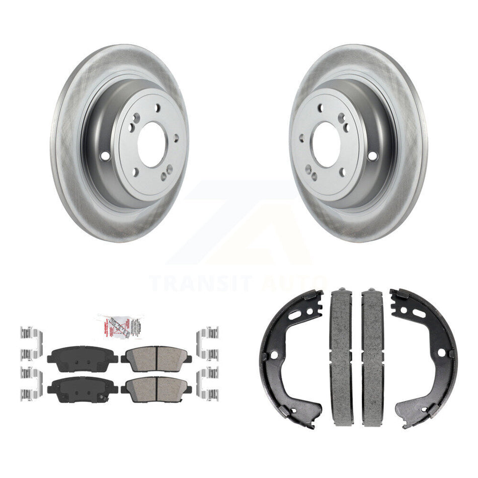Rear Disc Coated Rotors Ceramic Pads And Parking Brake Shoes Kit For Hyundai Genesis G80 KGA-106853