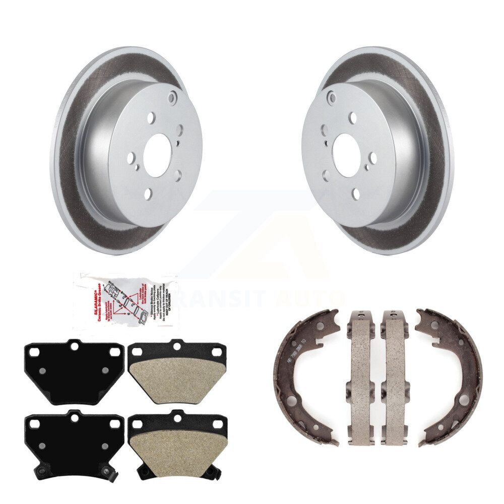 Rear Disc Coated Rotors Semi-Metallic Pads & Parking Shoes Kit For Toyota Matrix Corolla KGA-106854