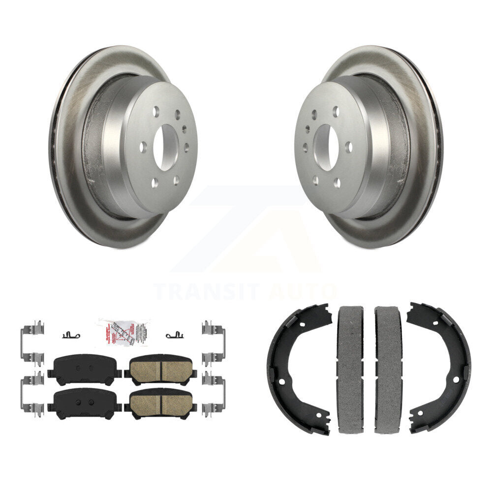 Rear Disc Coated Rotors Ceramic Pads Parking Shoes Kit For Chevrolet Colorado GMC Canyon KGA-106855