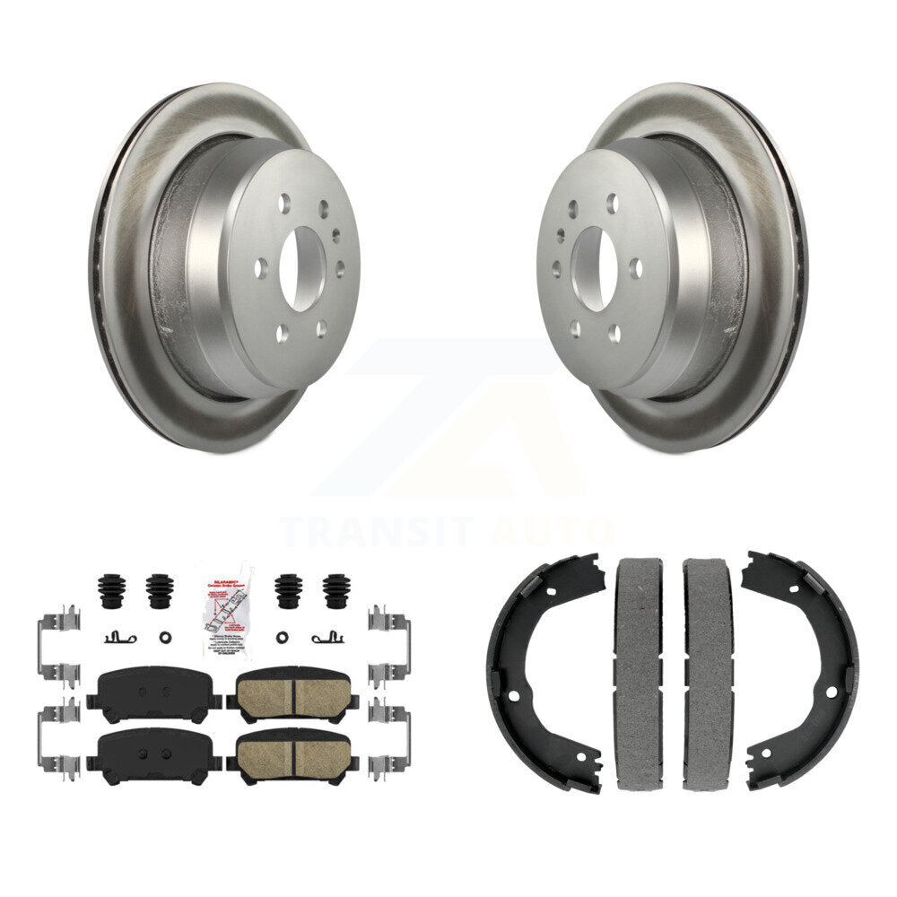 Rear Disc Coated Rotors Ceramic Pads Parking Shoes Kit For Chevrolet Colorado GMC Canyon KGA-106856
