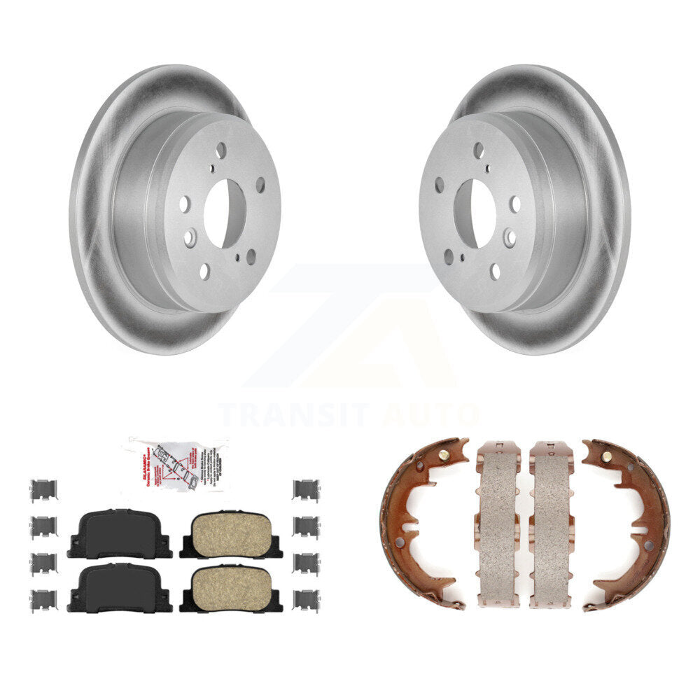 Rear Disc Coated Rotors Ceramic Pads Parking Brake Shoes Kit For Toyota Camry Lexus ES300 KGA-106860