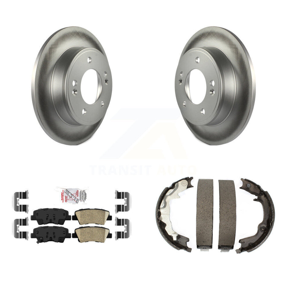 Rear Disc Coated Rotors Ceramic Pads And Parking Brake Shoes Kit For 2014 Kia Forte Koup KGA-106863