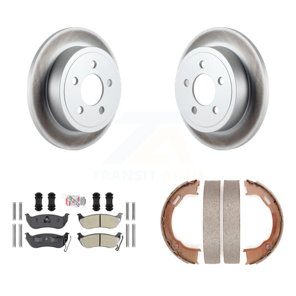 Rear Disc Coated Rotors Semi-Metallic Pads Parking Shoes Kit For Jeep Liberty Wrangler TJ KGA-106868