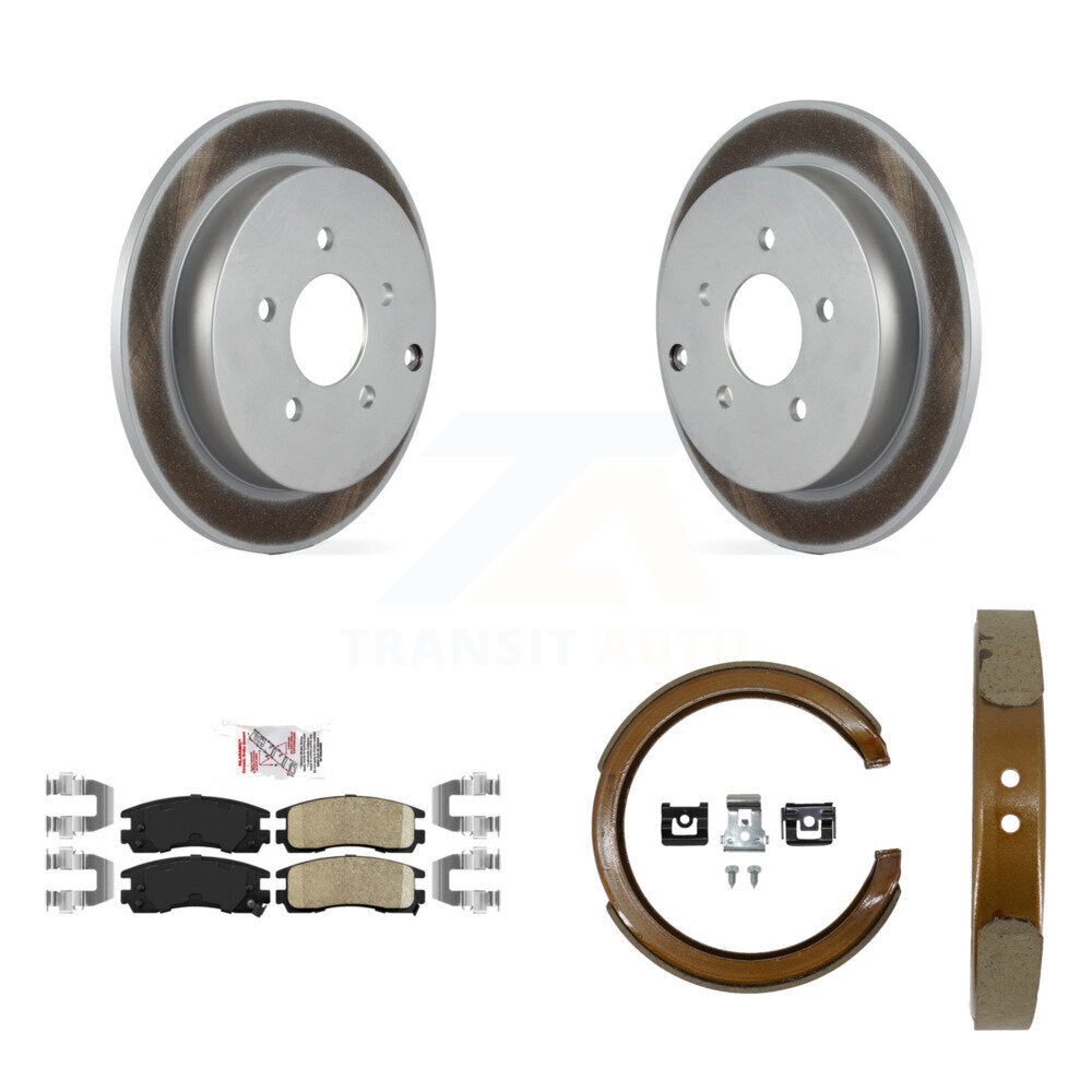Rear Disc Coated Rotors Ceramic Pads Parking Shoes Kit For Buick Rendezvous Pontiac Aztek KGA-106872
