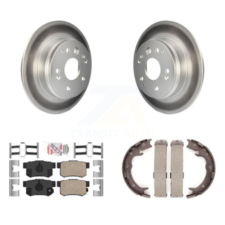 Rear Disc Coated Rotors Ceramic Pads & Parking Brake Shoes Kit For Acura TL Honda Element KGA-106879