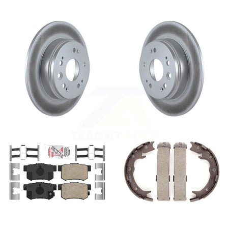 Rear Disc Coated Rotors Ceramic Pads And Parking Brake Shoes Kit For 2002-2004 Honda CR-V KGA-106881