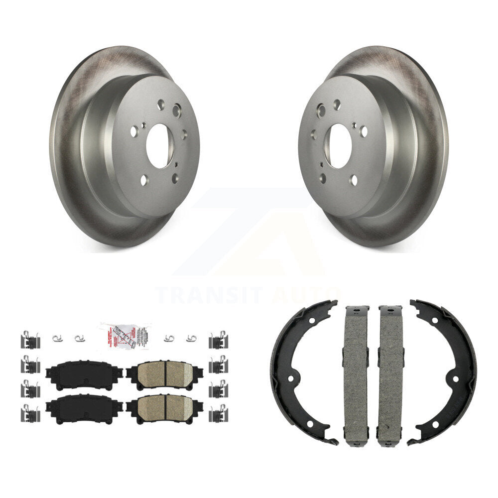 Rear Disc Coated Rotors Ceramic Pads And Parking Brake Shoes Kit For Lexus IS250 KGA-106886