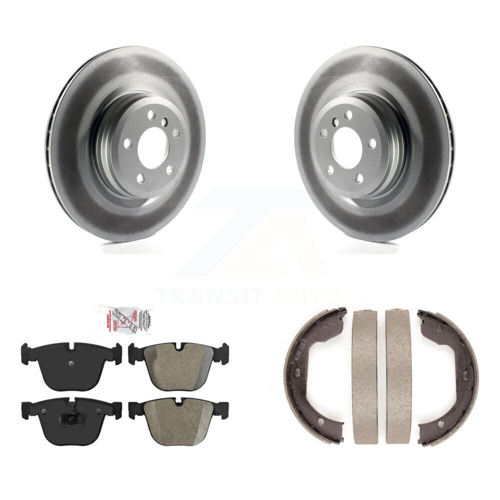 Rear Disc Coated Rotors Semi-Metallic Pads Parking Shoes Kit For BMW 750i xDrive 750Li GT KGA-106890
