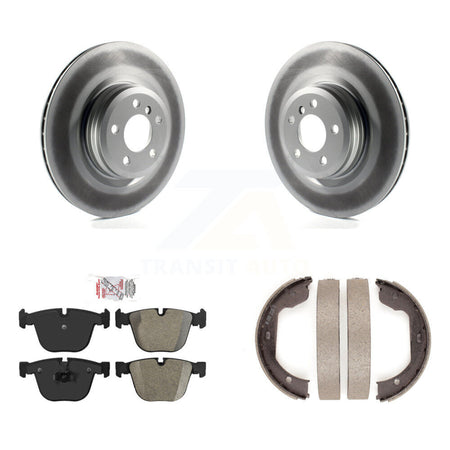 Rear Disc Coated Rotors Semi-Metallic Pads Parking Shoes Kit For BMW 750i xDrive 750Li GT KGA-106890