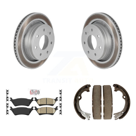 Rear Disc Coated Rotors Ceramic Pads & Parking Shoes Kit For Ford F-150 With 7 Lug Wheels KGA-106893