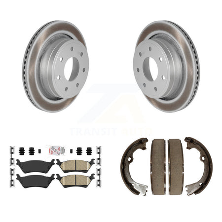 Rear Disc Coated Rotors Ceramic Pads & Parking Shoes Kit For Ford F-150 With 7 Lug Wheels KGA-106895