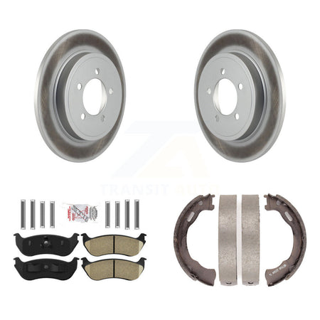 Rear Disc Coated Rotors Ceramic Pads & Parking Brake Shoes Kit For Ford Explorer Mercury KGA-106919