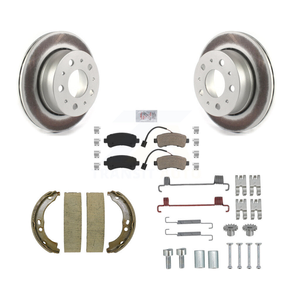 Rear Disc Coated Rotors Semi-Metallic Pads Parking Shoes & Hardware Kit For Ram ProMaster KGA-106950