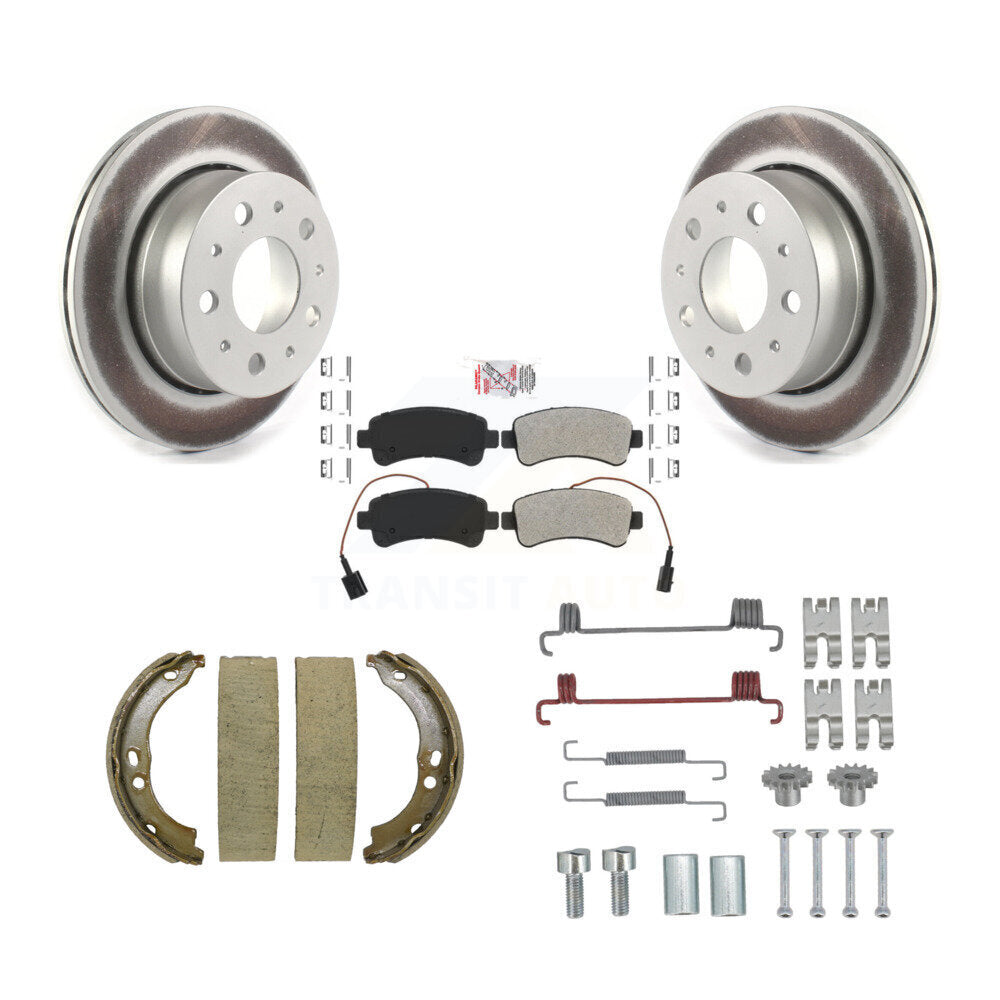 Rear Disc Coated Rotors Semi-Metallic Pads Parking Shoes & Hardware Kit For Ram ProMaster KGA-106951